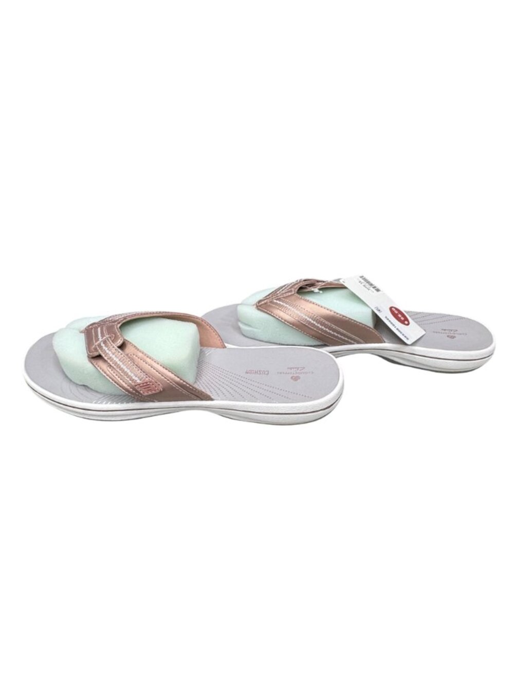 Rose Gold Flip Flops Clarks Cloudsteppers Brinkley Jazzh 12M Comfortable Sandals - Picture 10 of 11